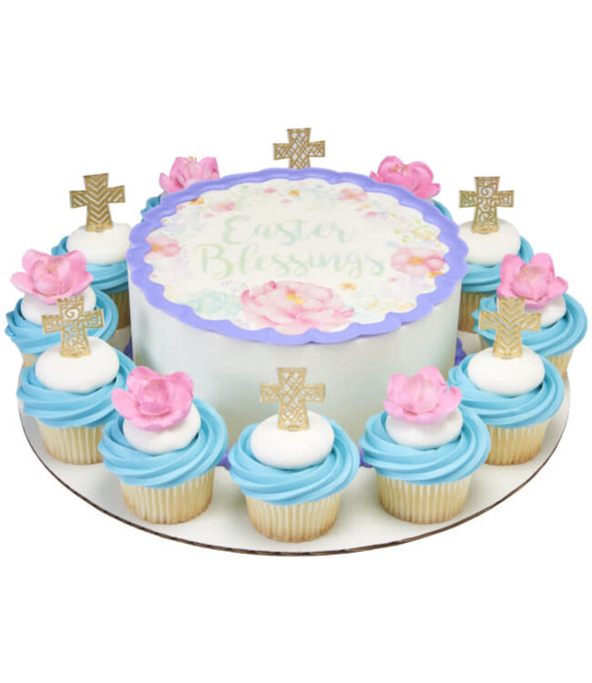 BAKERY CRAFTS Gold Cross Assortment DecoPics® - 12 Count