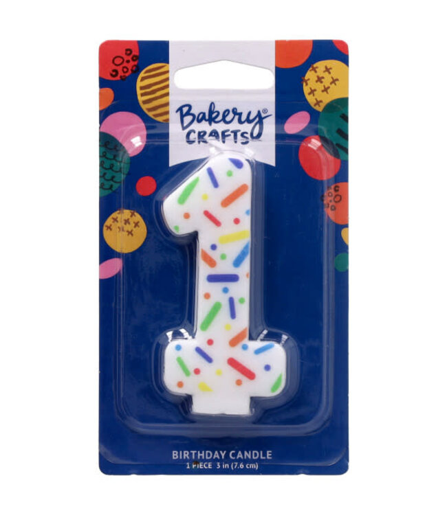 DECOPAC Rainbow Sprinkle Numeral Candle