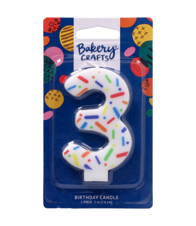 DECOPAC Rainbow Sprinkle Numeral Candle