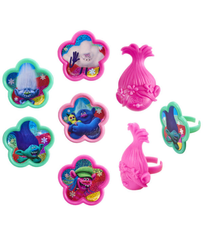 DECOPAC DreamWorks Trolls Hugs & Happiness Cupcake Rings - 12 Count