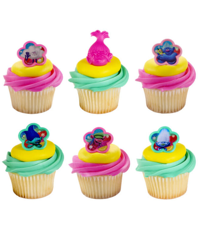 DECOPAC DreamWorks Trolls Hugs & Happiness Cupcake Rings - 12 Count
