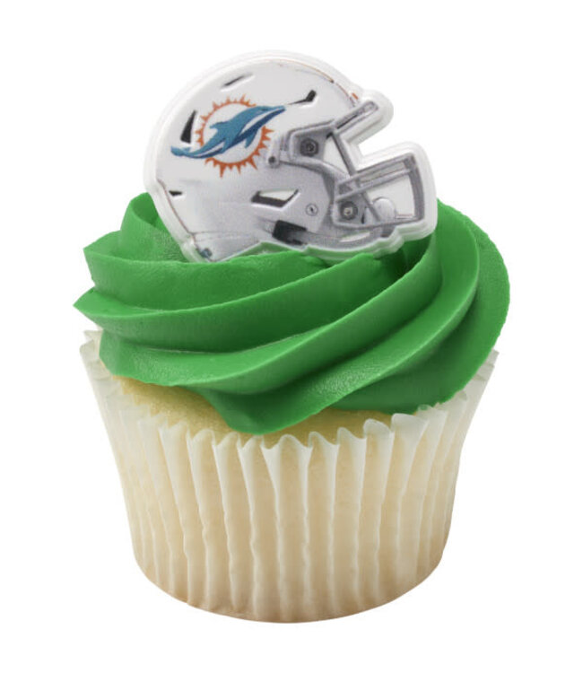 DECOPAC NFL Miami Dolphins Helmet Cupcake Rings - 12 Count