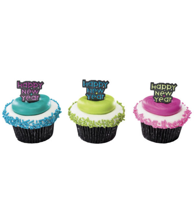 BAKERY CRAFTS Happy New Year Foil DecoPics® - 12 Count