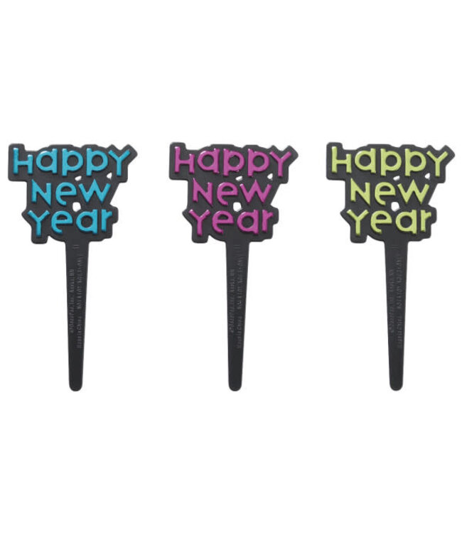 BAKERY CRAFTS Happy New Year Foil DecoPics® - 12 Count