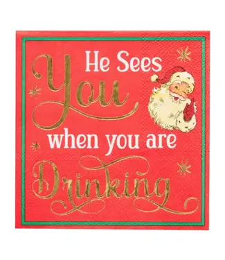 SOPHISTIPLATE, LLC 'he Sees You When you are Drinking' Cocktail Napkins/26 Count Pack