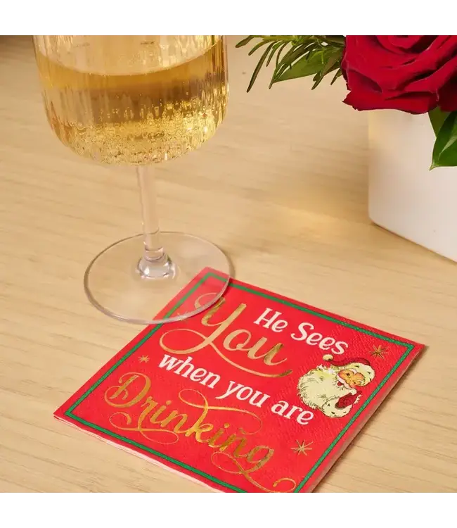 SOPHISTIPLATE, LLC 'he Sees You When you are Drinking' Cocktail Napkins/26 Count Pack