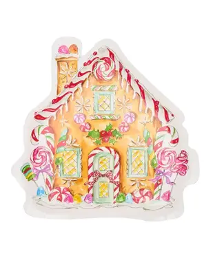 SOPHISTIPLATE, LLC Gingerbread House Die Cut Salad Plates - 8 Count Pack