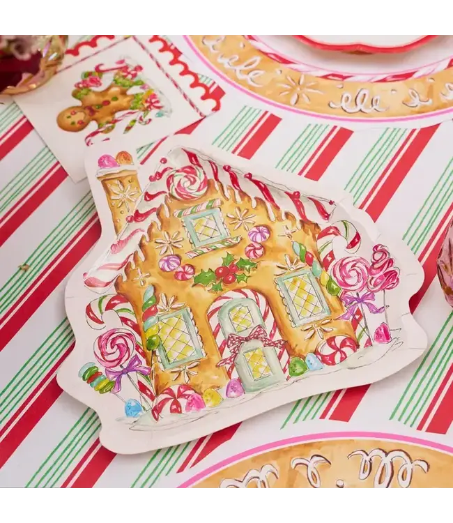 SOPHISTIPLATE, LLC Gingerbread House Die Cut Salad Plates - 8 Count Pack