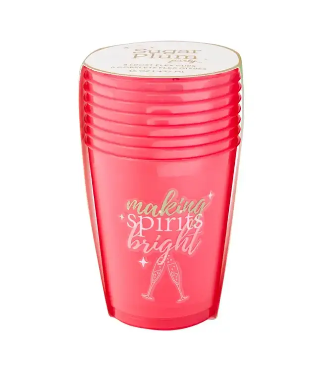 SOPHISTIPLATE, LLC Christmas Cocktail Frost Flex Cups - 8 Count - 16oz - Making Spirits Bright