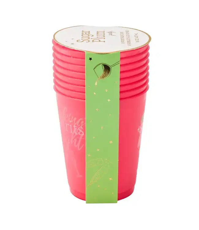 SOPHISTIPLATE, LLC Christmas Cocktail Frost Flex Cups - 8 Count - 16oz - Making Spirits Bright