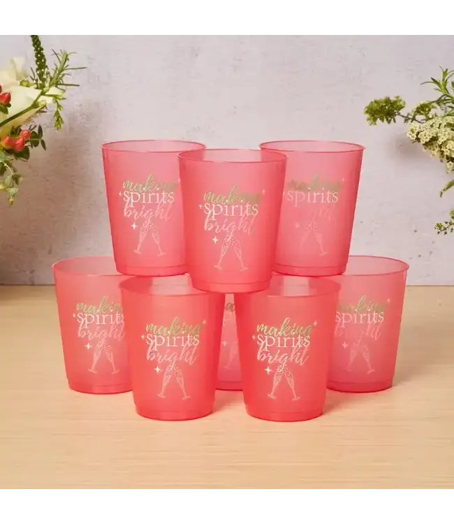 SOPHISTIPLATE, LLC Christmas Cocktail Frost Flex Cups - 8 Count - 16oz - Making Spirits Bright