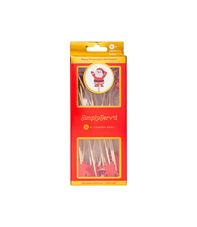 SOPHISTIPLATE, LLC Santa Large Cocktail Picks - 30 Pack