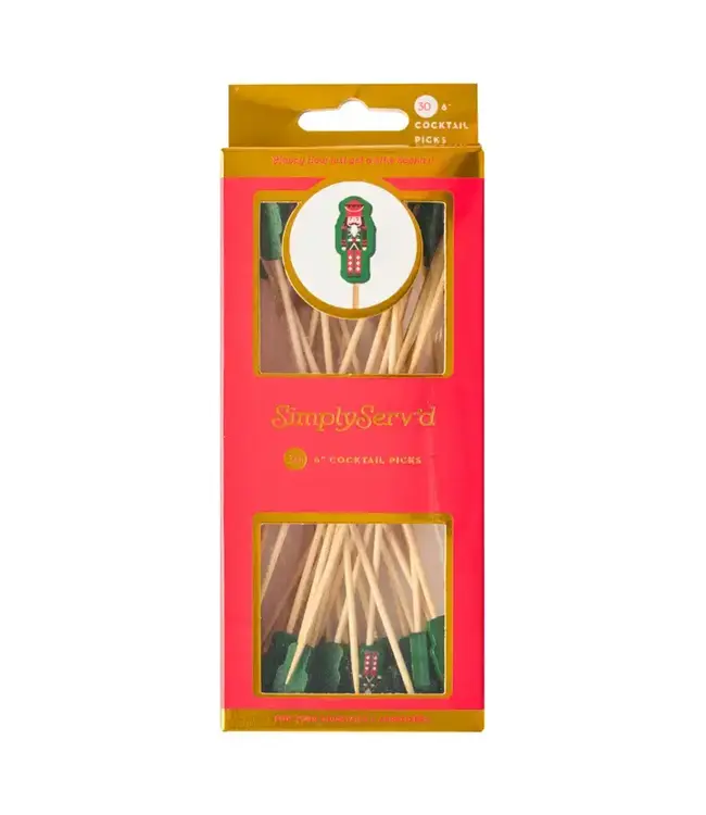SOPHISTIPLATE, LLC Nutcracker Christmas Large Cocktail Picks - 30 Pack