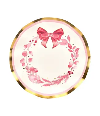 SOPHISTIPLATE, LLC Pink Bows Wavy Salad Plate - 8 Count Pack