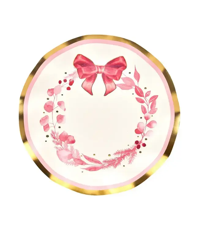 SOPHISTIPLATE, LLC Pink Bows Wavy Salad Plate - 8 Count Pack