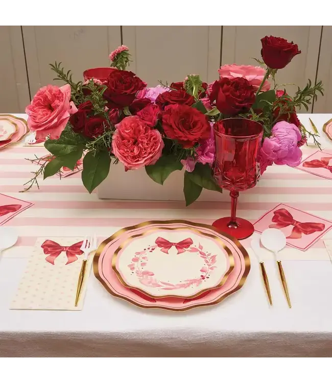 SOPHISTIPLATE, LLC Pink Bows Wavy Salad Plate - 8 Count Pack