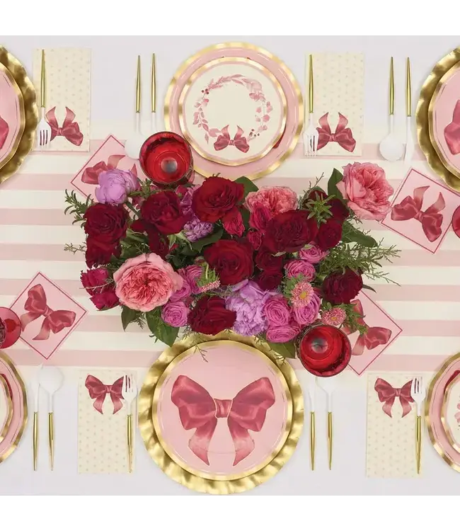 SOPHISTIPLATE, LLC Pink Bows Wavy Salad Plate - 8 Count Pack