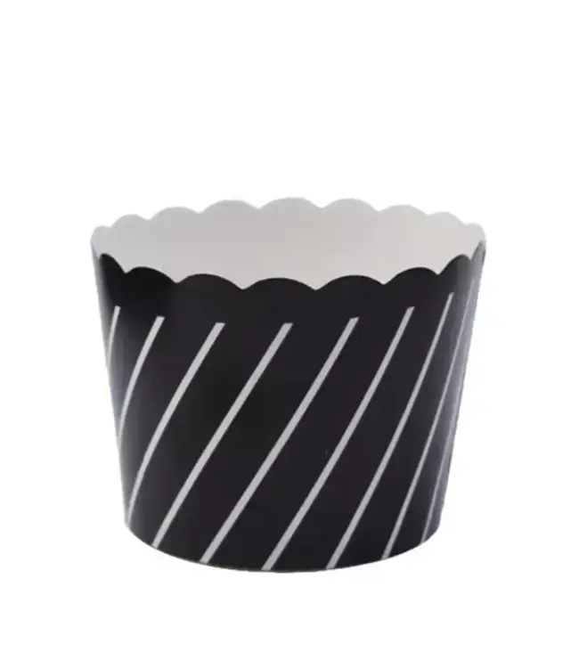 SWEET DIVIDE Small 3 oz Disposable Baking & Snack Cups - Black - 25 Count Pack