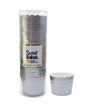 SWEET DIVIDE Small 3 oz Disposable Baking & Snack Cups - Silver - 25 Pk