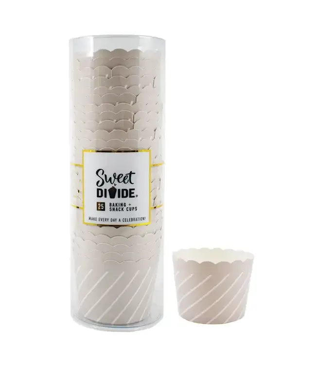 SWEET DIVIDE Small 3 oz Paper Baking & Snack Cups - Tonal White - 25 Pk