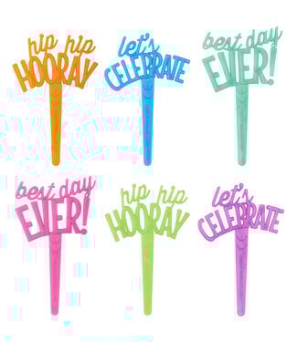 BAKERY CRAFTS 12CT PICKS BRIGHT CELEBRATORY SAYINGS