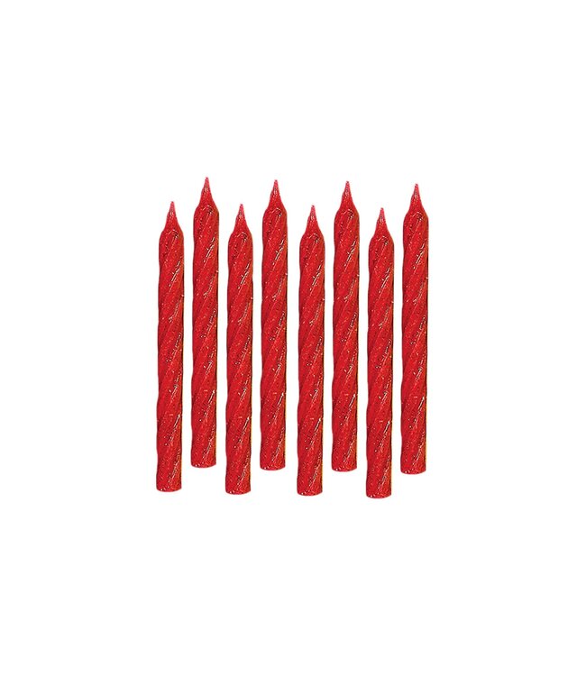 Amscan Large Glitter Spiral Candles - Red