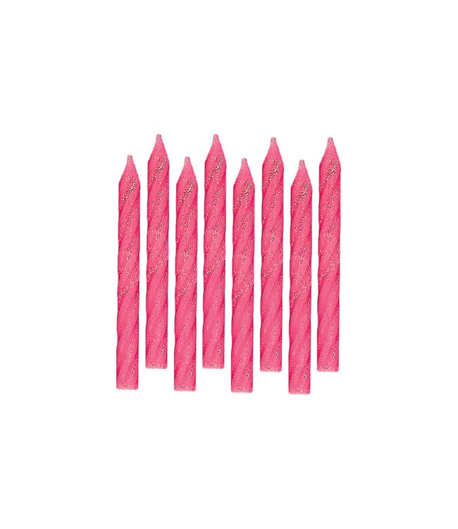 Amscan Large Glitter Spiral Candles - Pink