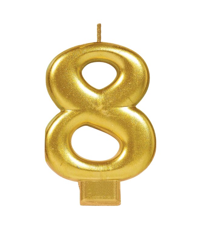 Amscan Numeral #8 Metallic Candle - Gold