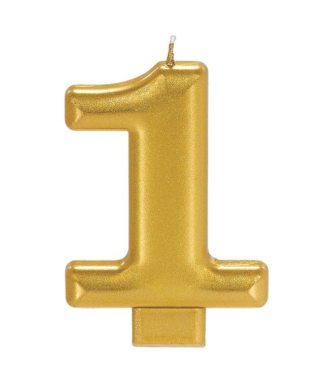 Amscan Numeral #1 Metallic Candle - Gold