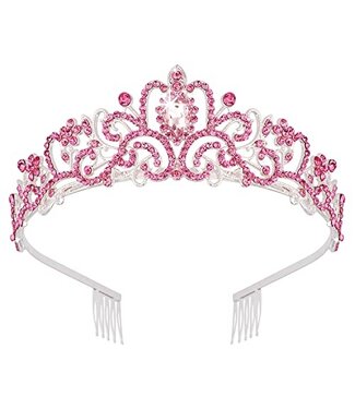 PARTY ON SILVER TIARA WITH LIGHT PINK STONES