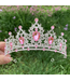 PARTY ON SILVER TIARA WITH LIGHT PINK STONES