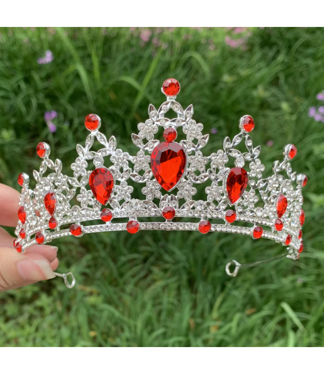 PARTY ON Silver Tiara with Red Stones