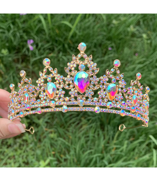 PARTY ON Silver Tiara with Iridescent Stones