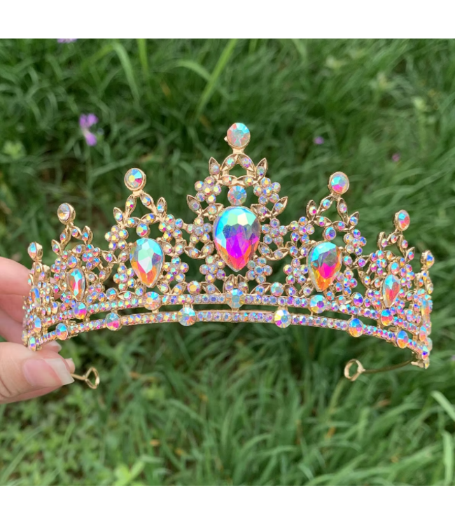 PARTY ON Silver Tiara with Iridescent Stones