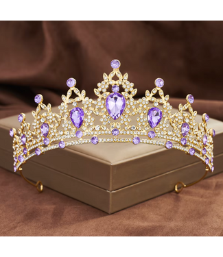 PARTY ON Gold Tiara with Light Purple Stones