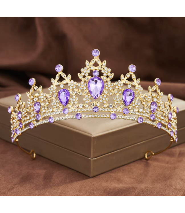 PARTY ON Gold Tiara with Light Purple Stones