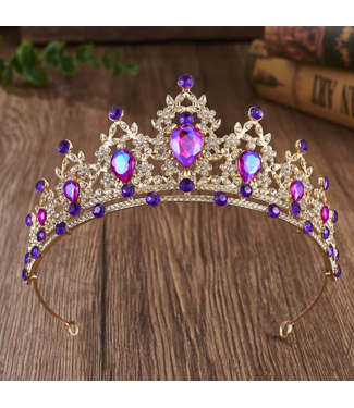 PARTY ON Gold Tiara with Vivid Purple Stones