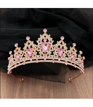 PARTY ON ROSE GOLD TIARA WITH PINK STONES