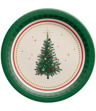 Amscan Elegant Evergreen 7" Round Plates - 8 Count