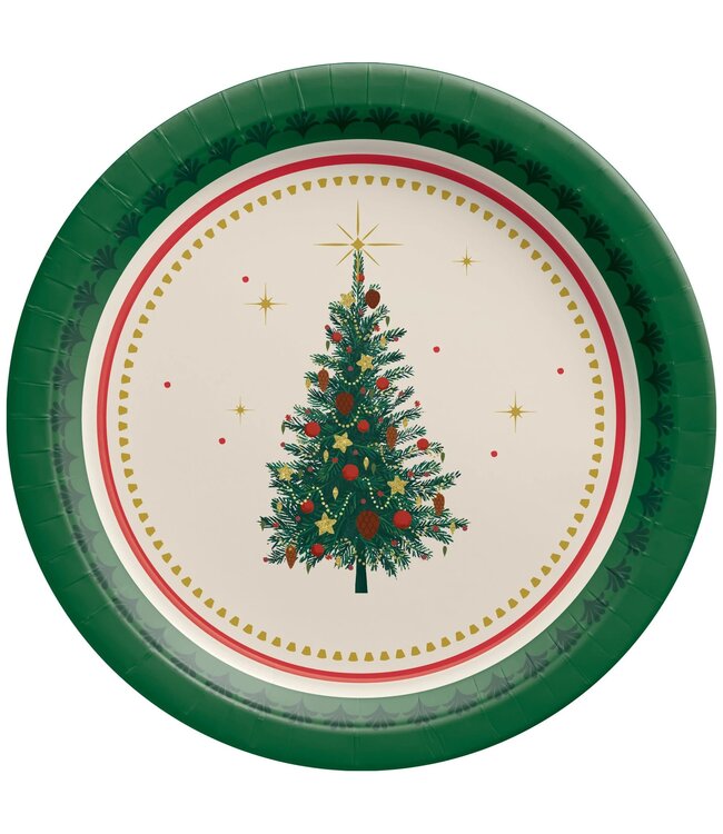 Amscan Elegant Evergreen 7" Round Plates - 8 Count