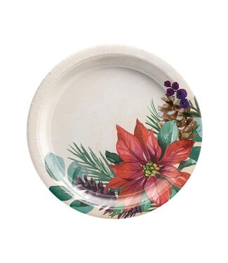 Amscan Traditional Poinsettia 7" Plates - 8 Count