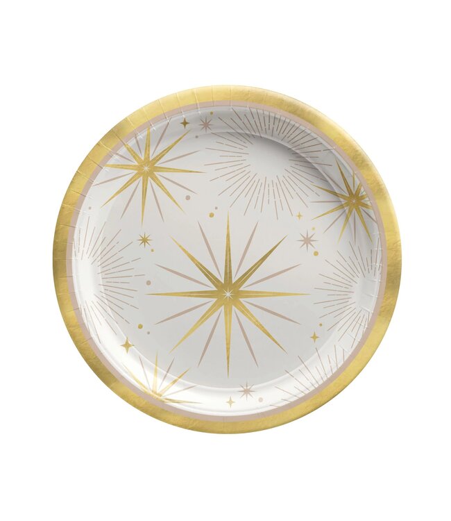 Amscan Golden Soiree 7" Round Plates - 8 Count