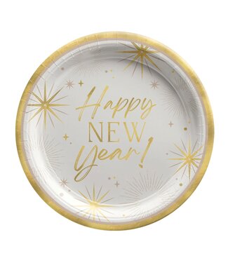 Amscan Golden Soiree 9" Round Plates - 8 Count