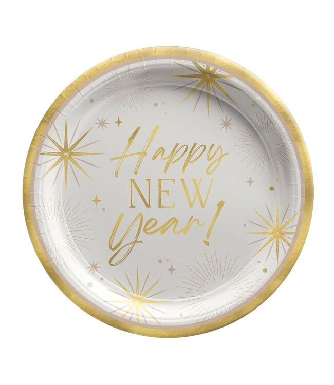 Amscan Golden Soiree 9" Round Plates - 8 Count