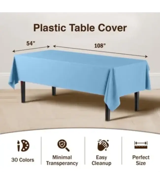 CROWN DISPLAY Light Blue Table Cover 54inX108in