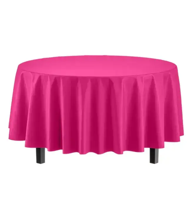 EXQUISITE 84in Round Cerise Table Cover