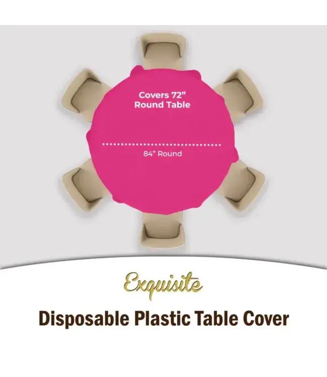 EXQUISITE 84in Round Cerise Table Cover