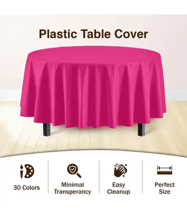 EXQUISITE 84in Round Cerise Table Cover
