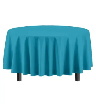 EXQUISITE 84in Round Turquoise Table Cover