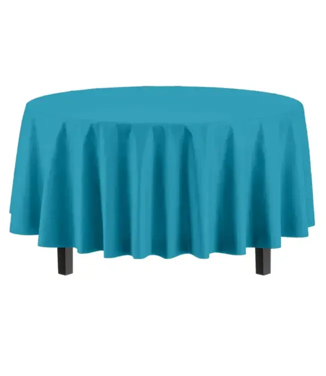 EXQUISITE 84in Round Turquoise Table Cover